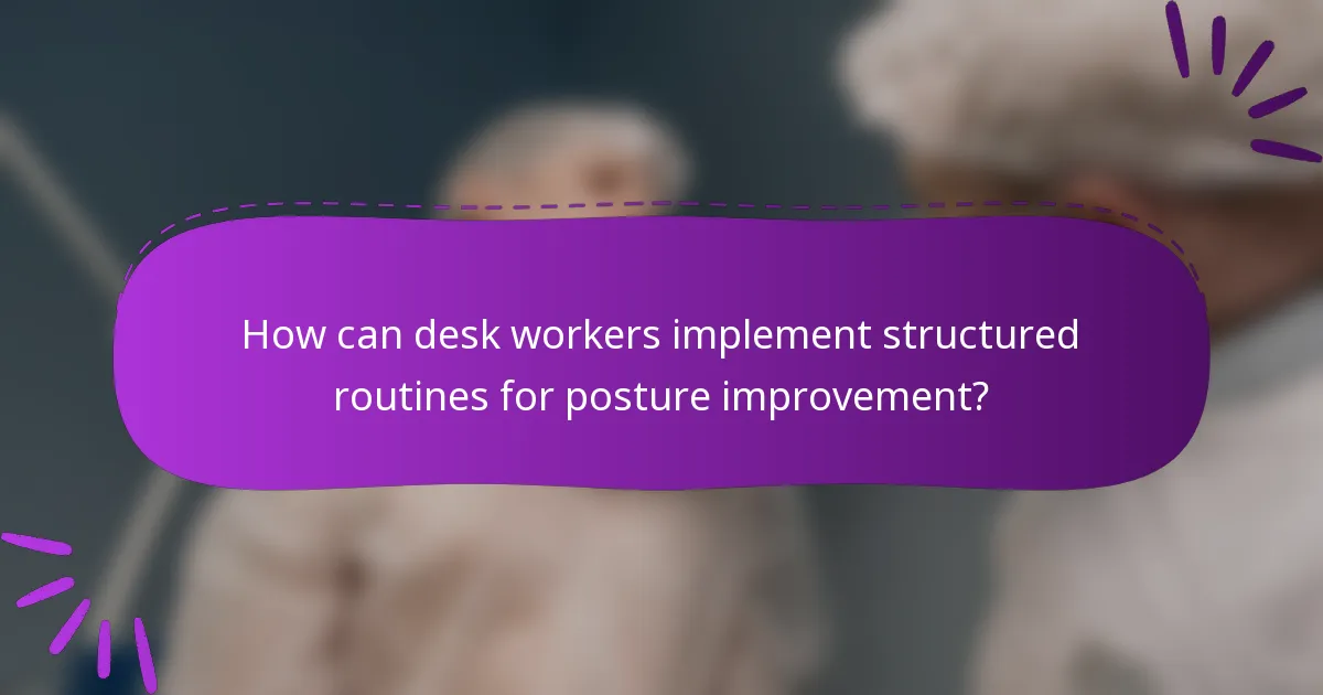 How can desk workers implement structured routines for posture improvement?