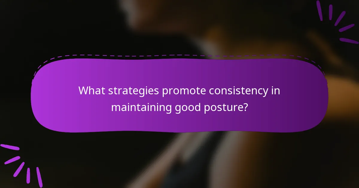 What strategies promote consistency in maintaining good posture?